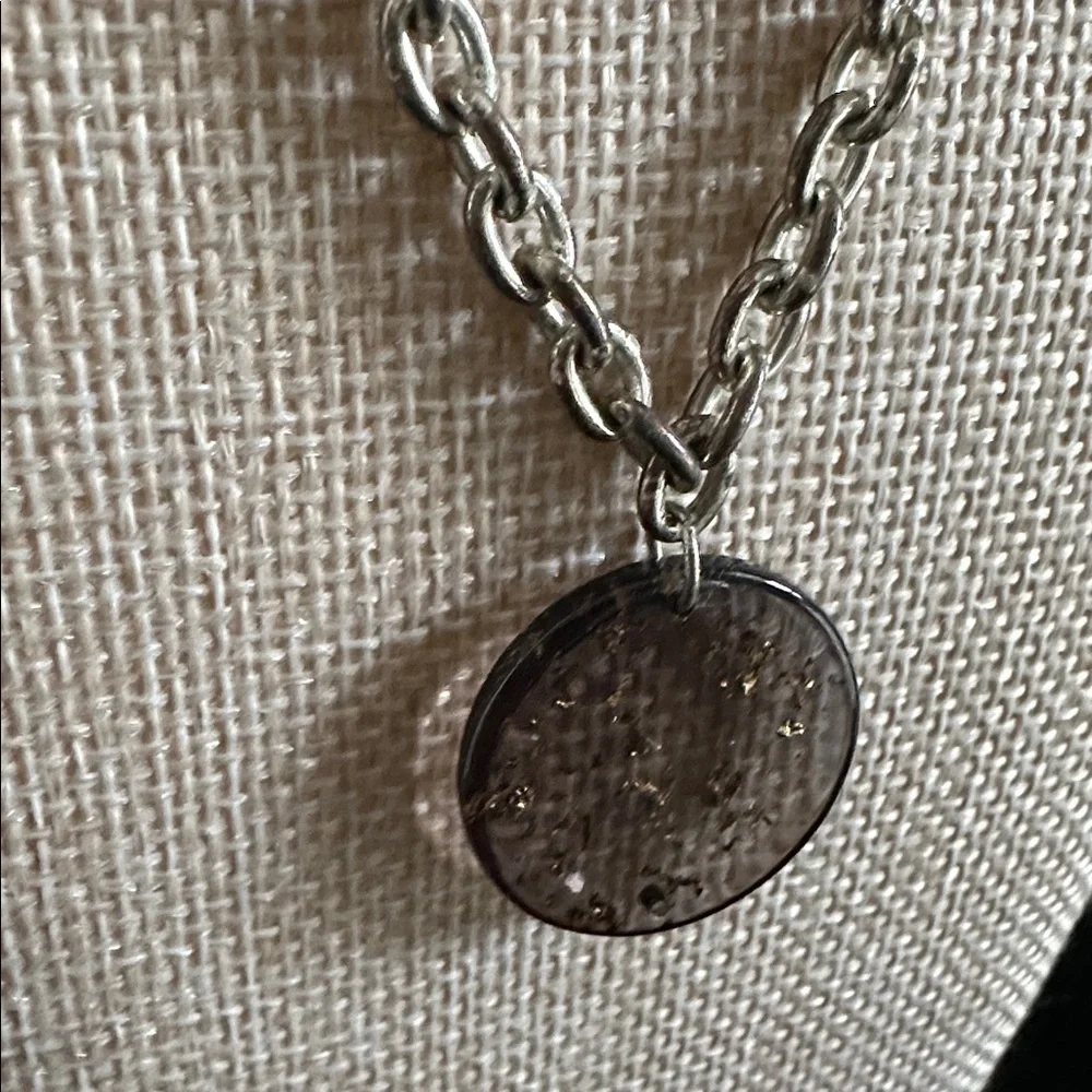 💜🩶 LAILA ROWE Silver-Tone Round Pendant Chain Necklace - Women's Jewelry purple